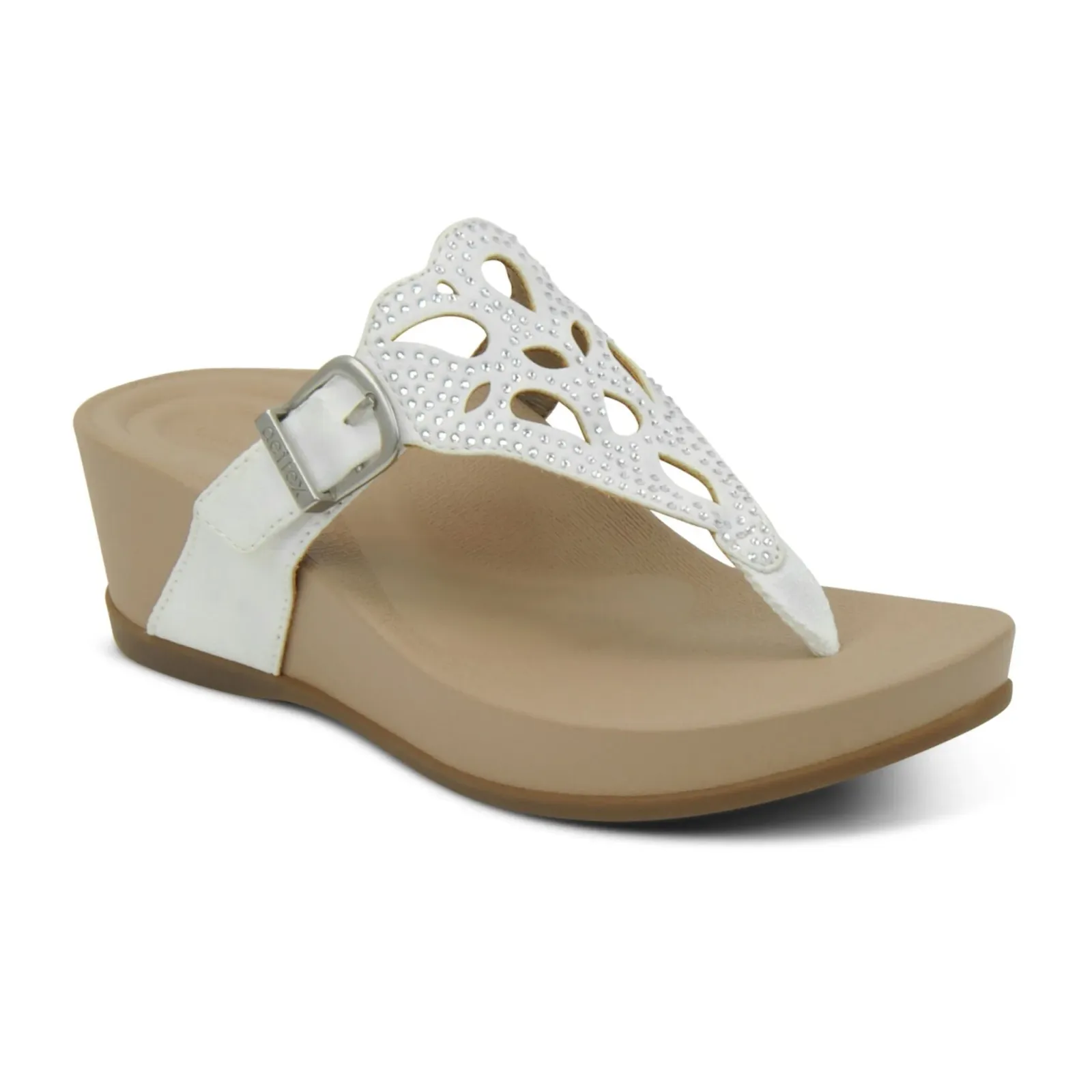 Aetrex Tasha Wedge Sandal (Women) - White