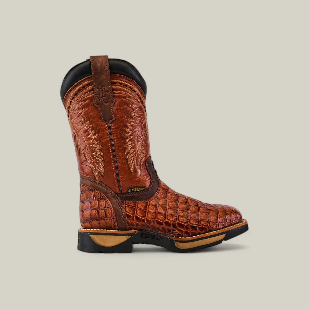 Alligator Print Cogñac Composite Toe - E6022
