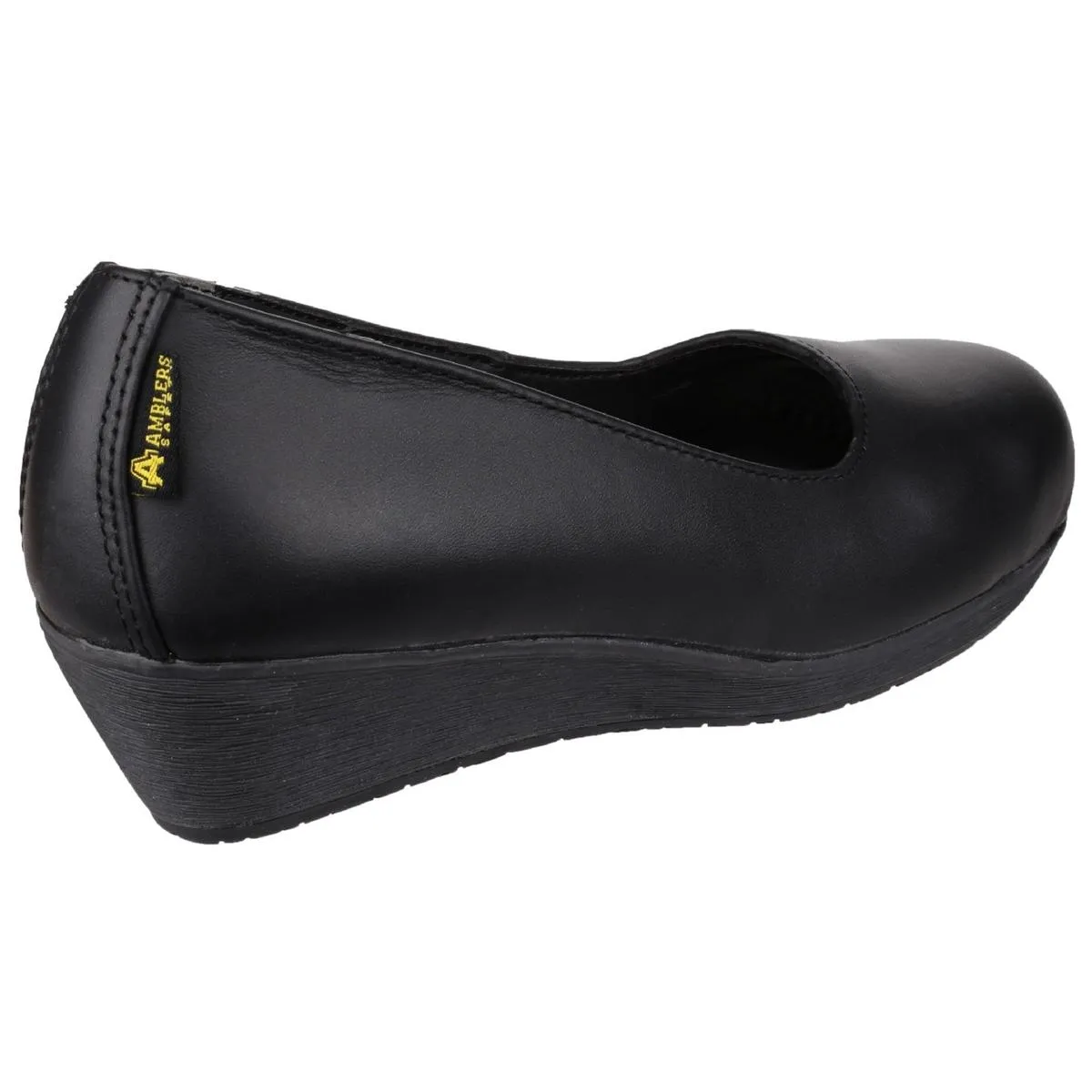 Amblers Safety FS107 Antibacterial Memory Foam Slip on Wedged Safety Court Shoe Black