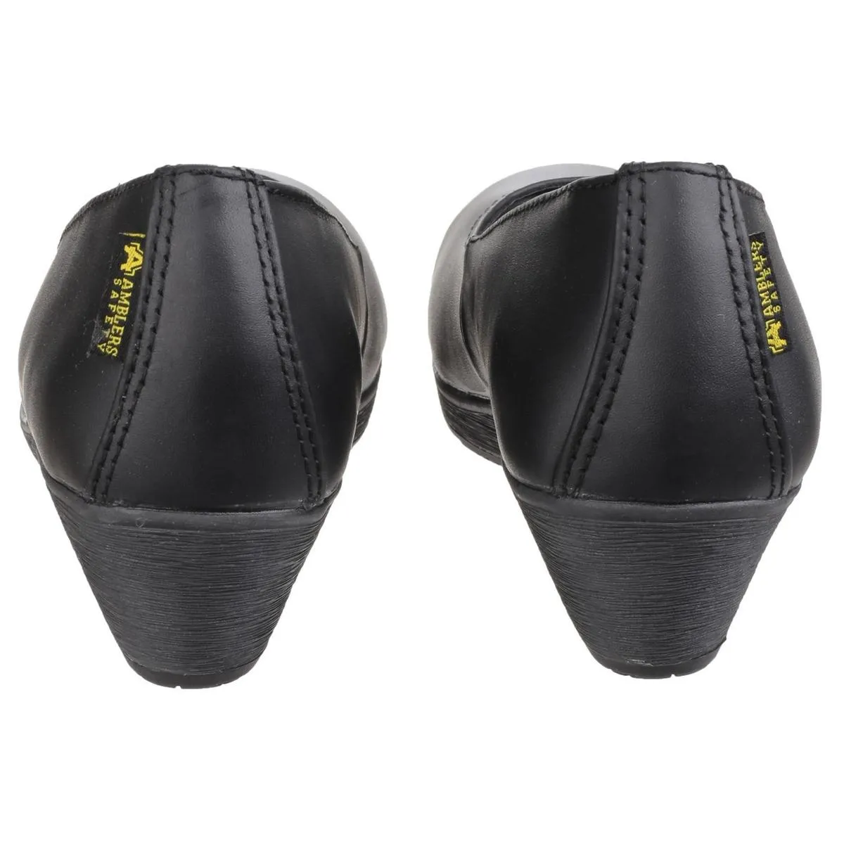 Amblers Safety FS107 Antibacterial Memory Foam Slip on Wedged Safety Court Shoe Black