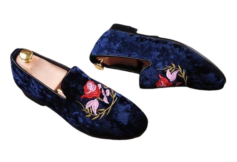 British personality tide shoes embroidery retro casual men's shoes nightclub a pedal shoes hair stylist tip WZ