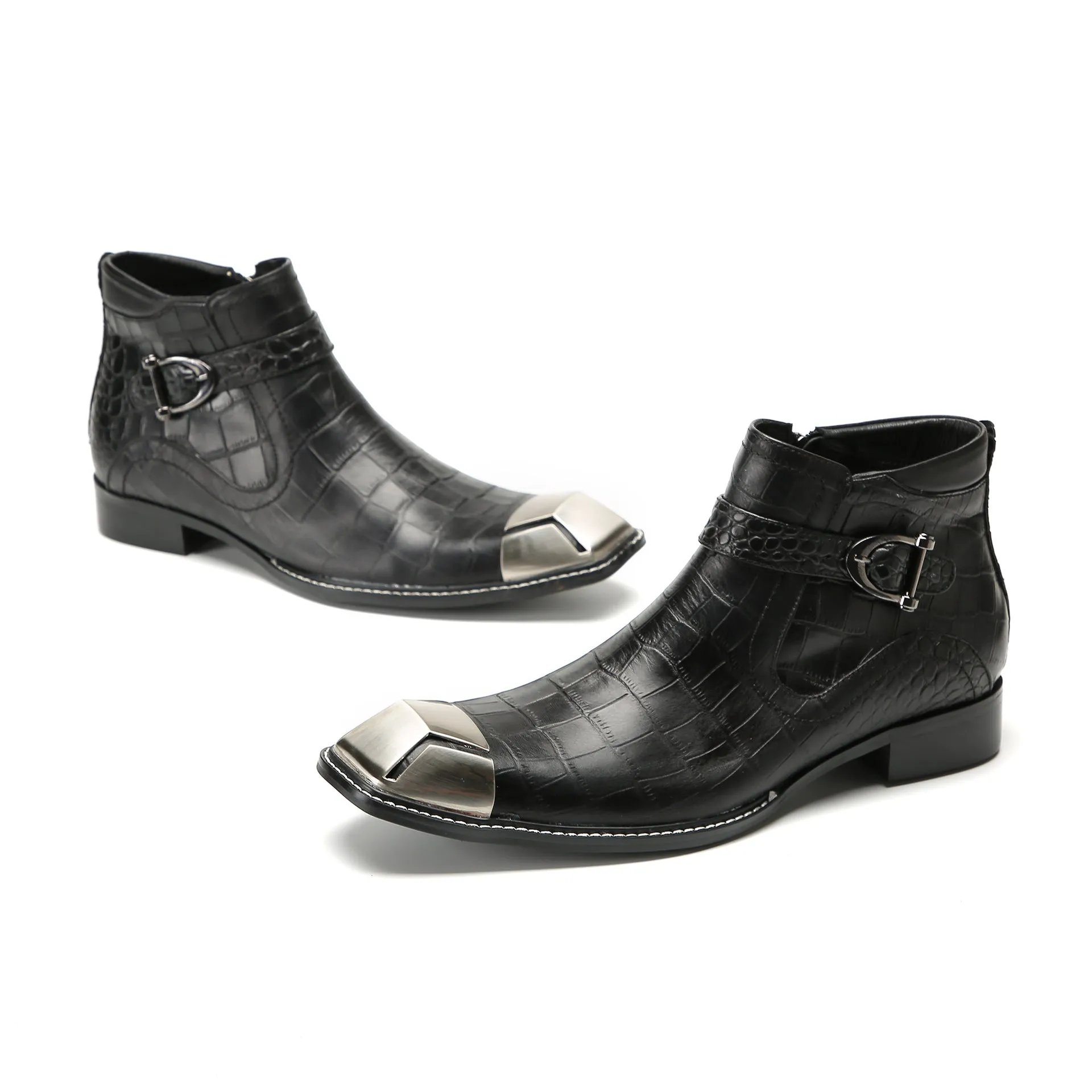 Chelsea boots men's British retro soft leather boots cowhide thick-soled short boots winter plus velvet warm mid-top Martin boots
