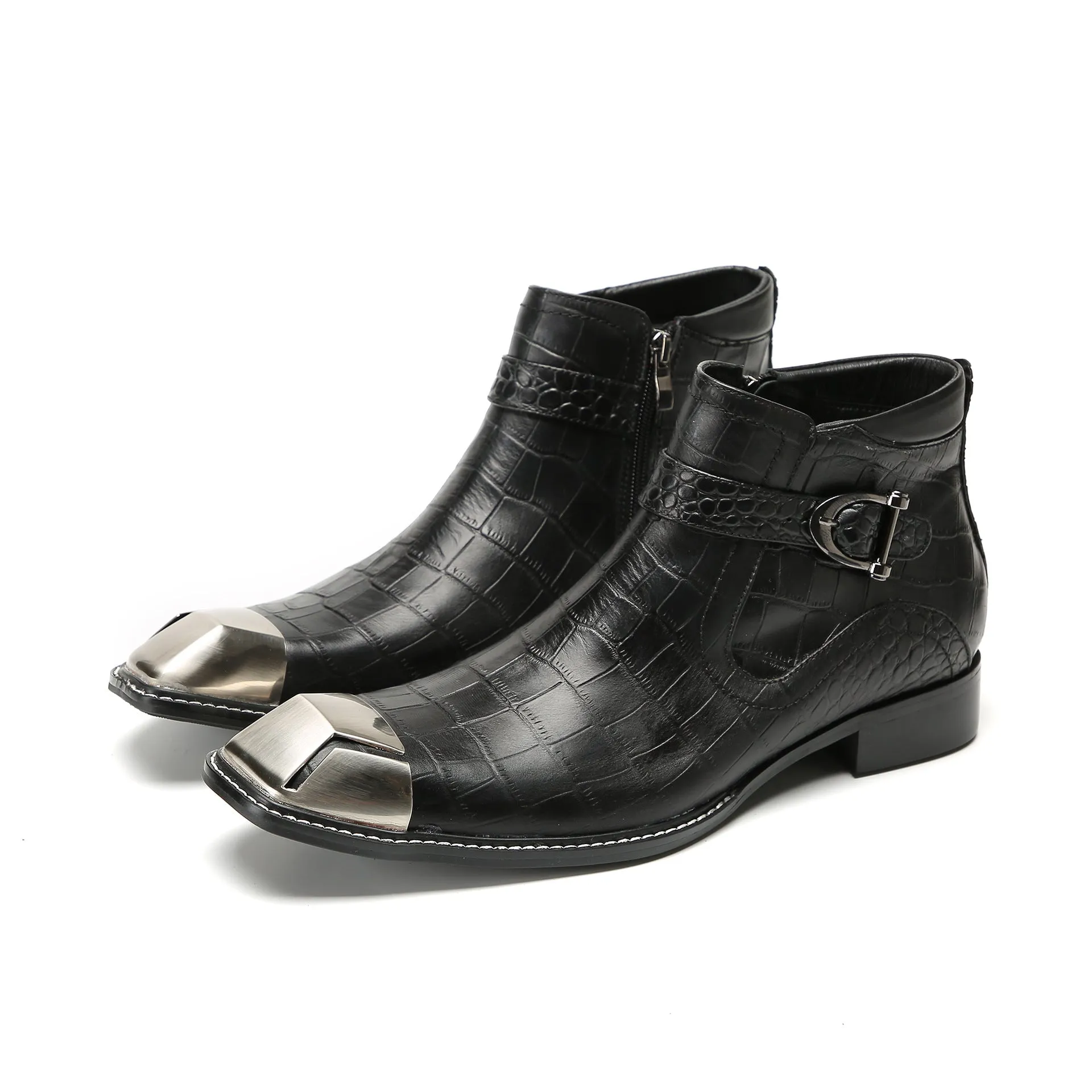 Chelsea boots men's British retro soft leather boots cowhide thick-soled short boots winter plus velvet warm mid-top Martin boots