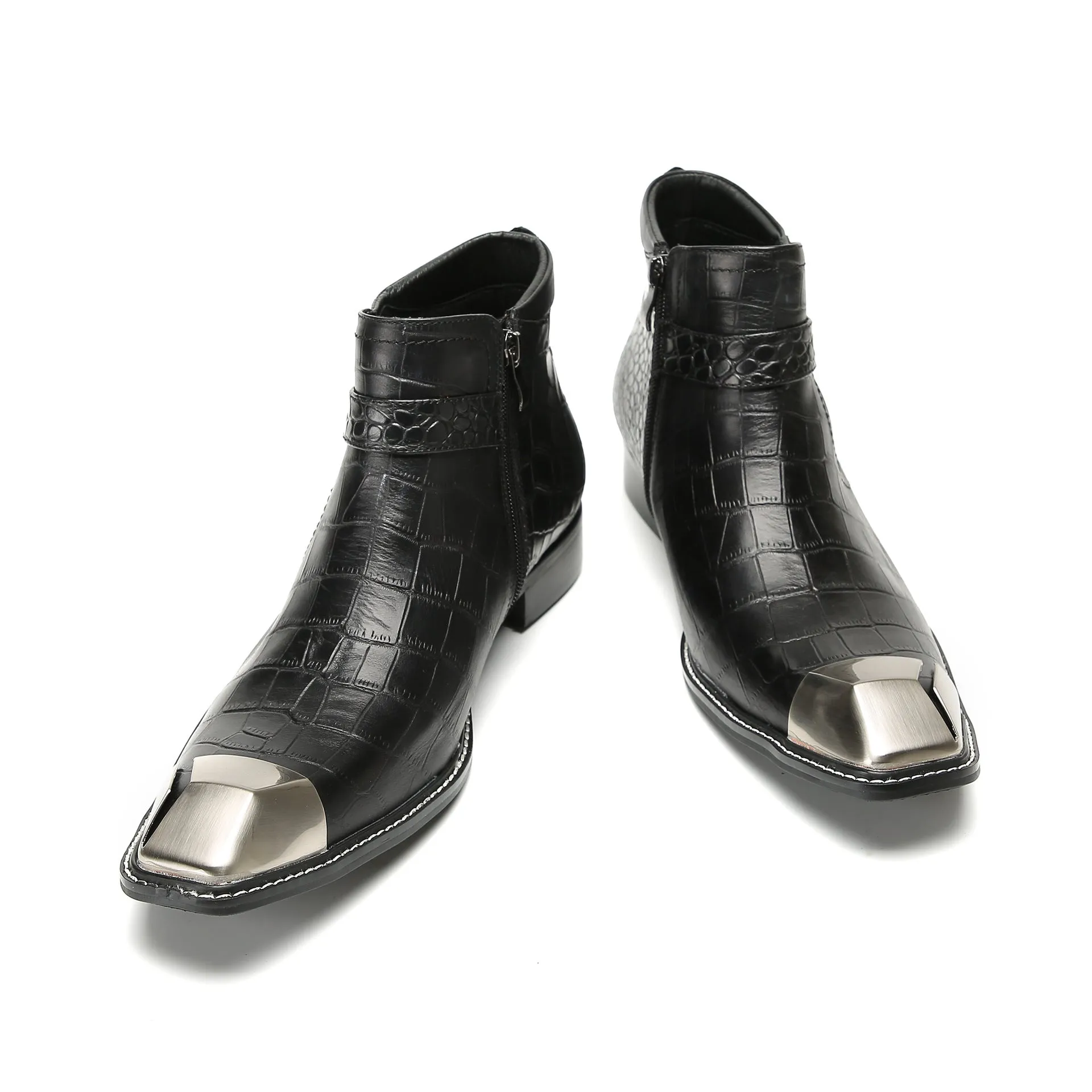 Chelsea boots men's British retro soft leather boots cowhide thick-soled short boots winter plus velvet warm mid-top Martin boots