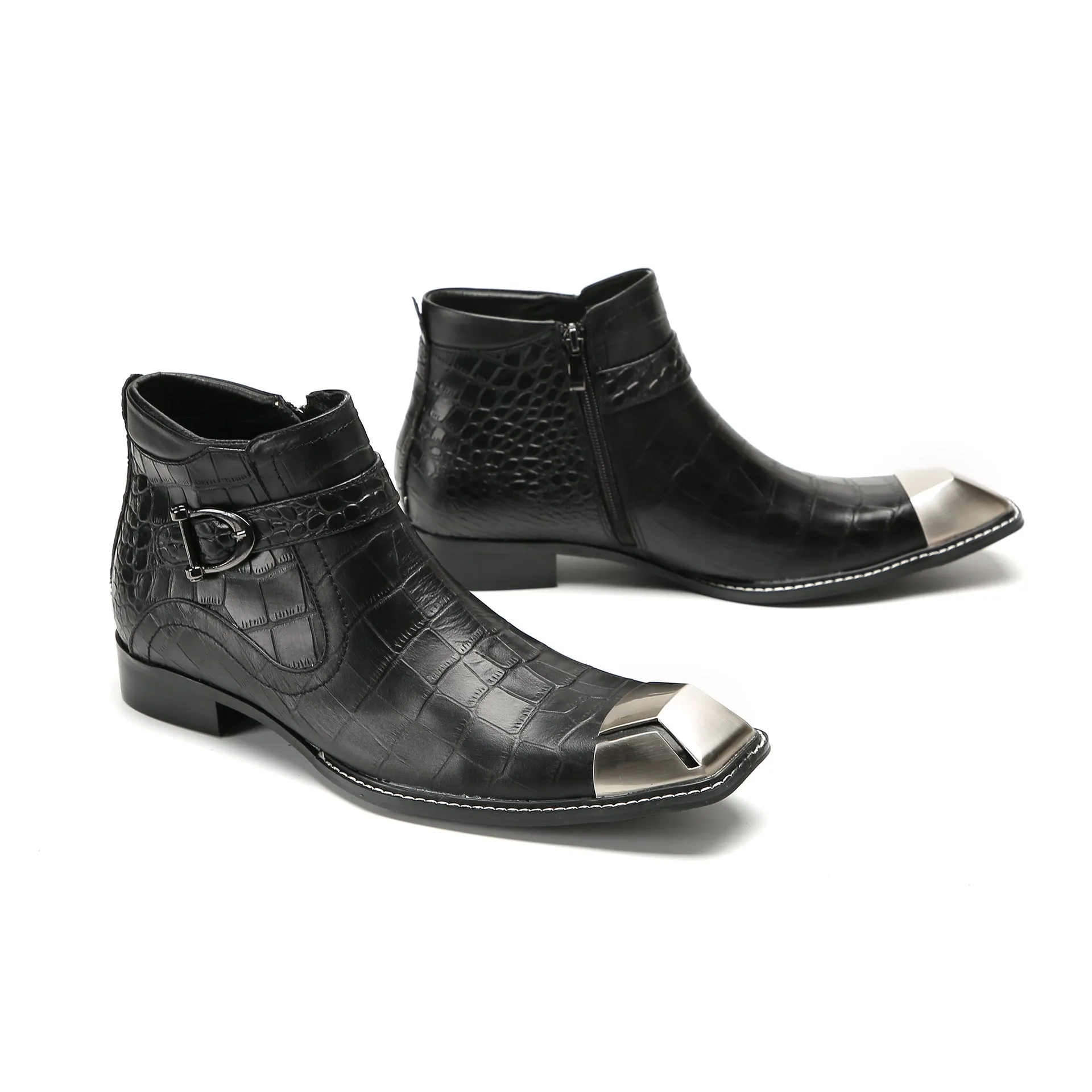 Chelsea boots men's British retro soft leather boots cowhide thick-soled short boots winter plus velvet warm mid-top Martin boots