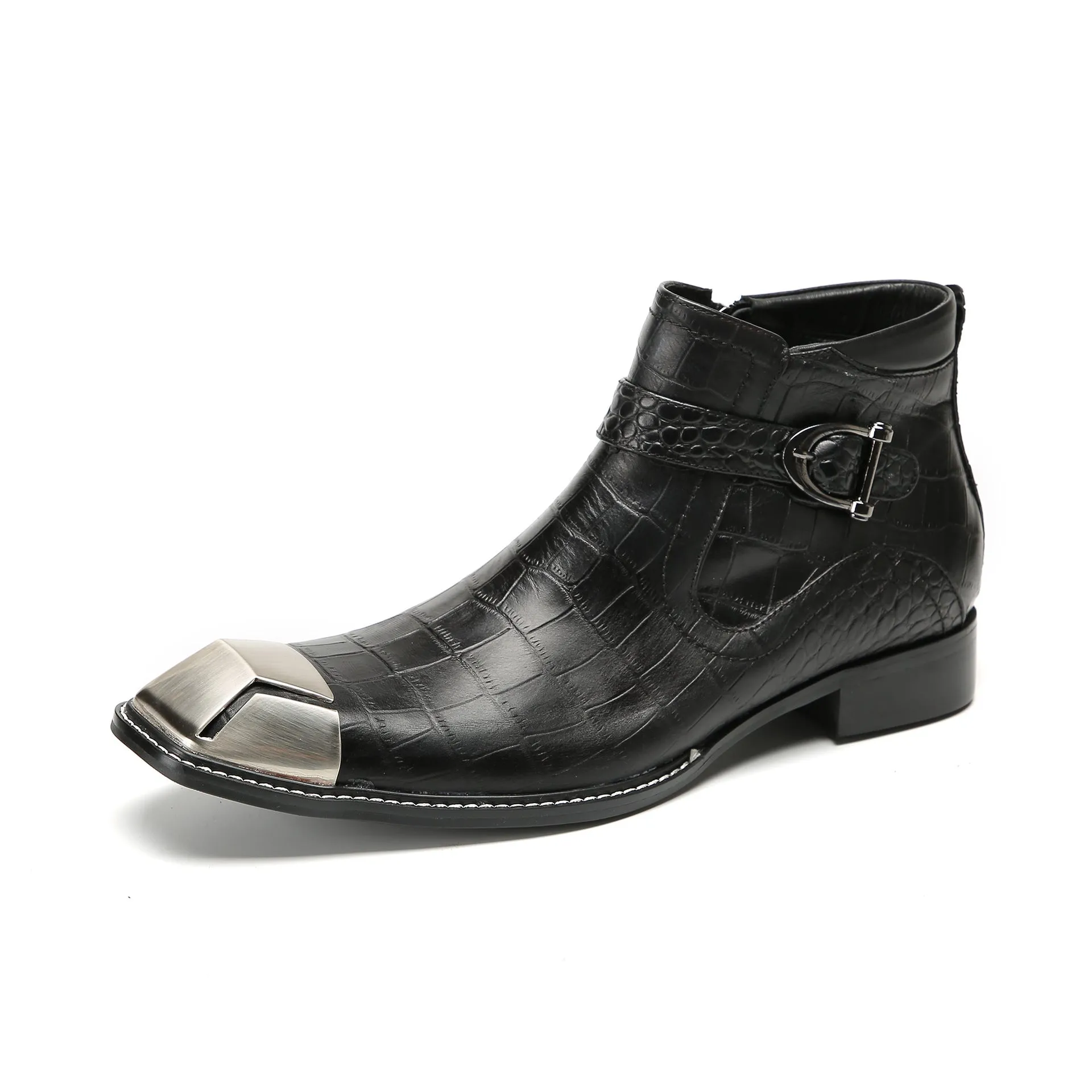 Chelsea boots men's British retro soft leather boots cowhide thick-soled short boots winter plus velvet warm mid-top Martin boots