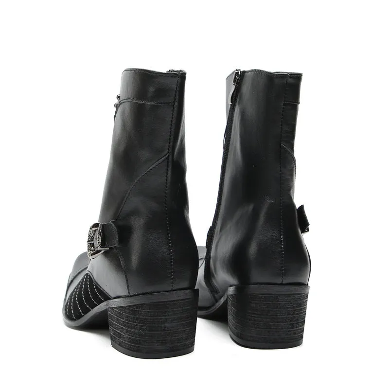 Cowhide high-top Mongolian riding boots cowhide men's boots trendy motorcycle boots retro Martin boots breathable work boots knight boots