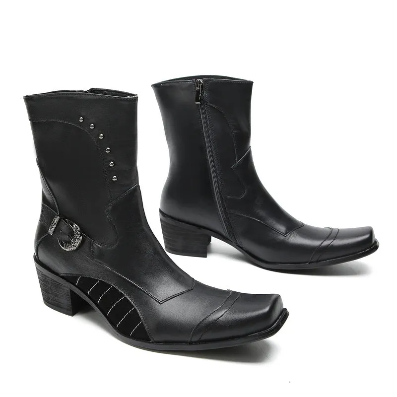 Cowhide high-top Mongolian riding boots cowhide men's boots trendy motorcycle boots retro Martin boots breathable work boots knight boots