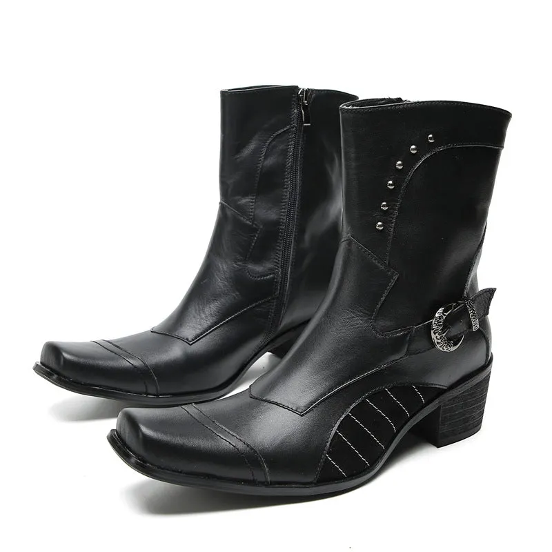 Cowhide high-top Mongolian riding boots cowhide men's boots trendy motorcycle boots retro Martin boots breathable work boots knight boots