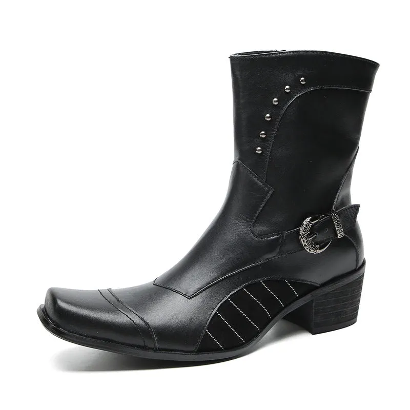 Cowhide high-top Mongolian riding boots cowhide men's boots trendy motorcycle boots retro Martin boots breathable work boots knight boots