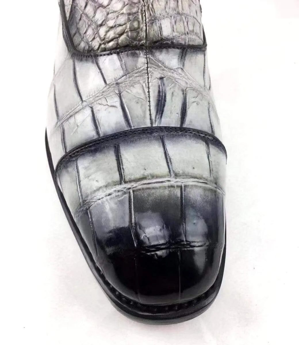 Crocodile Shoes Vintage Crocodile Belly Leather Short Booties Ankle Boots Winter Men's Martin Boots Shoes