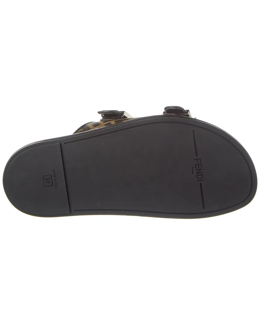 FENDI Feel FF Leather-Trim Sandal