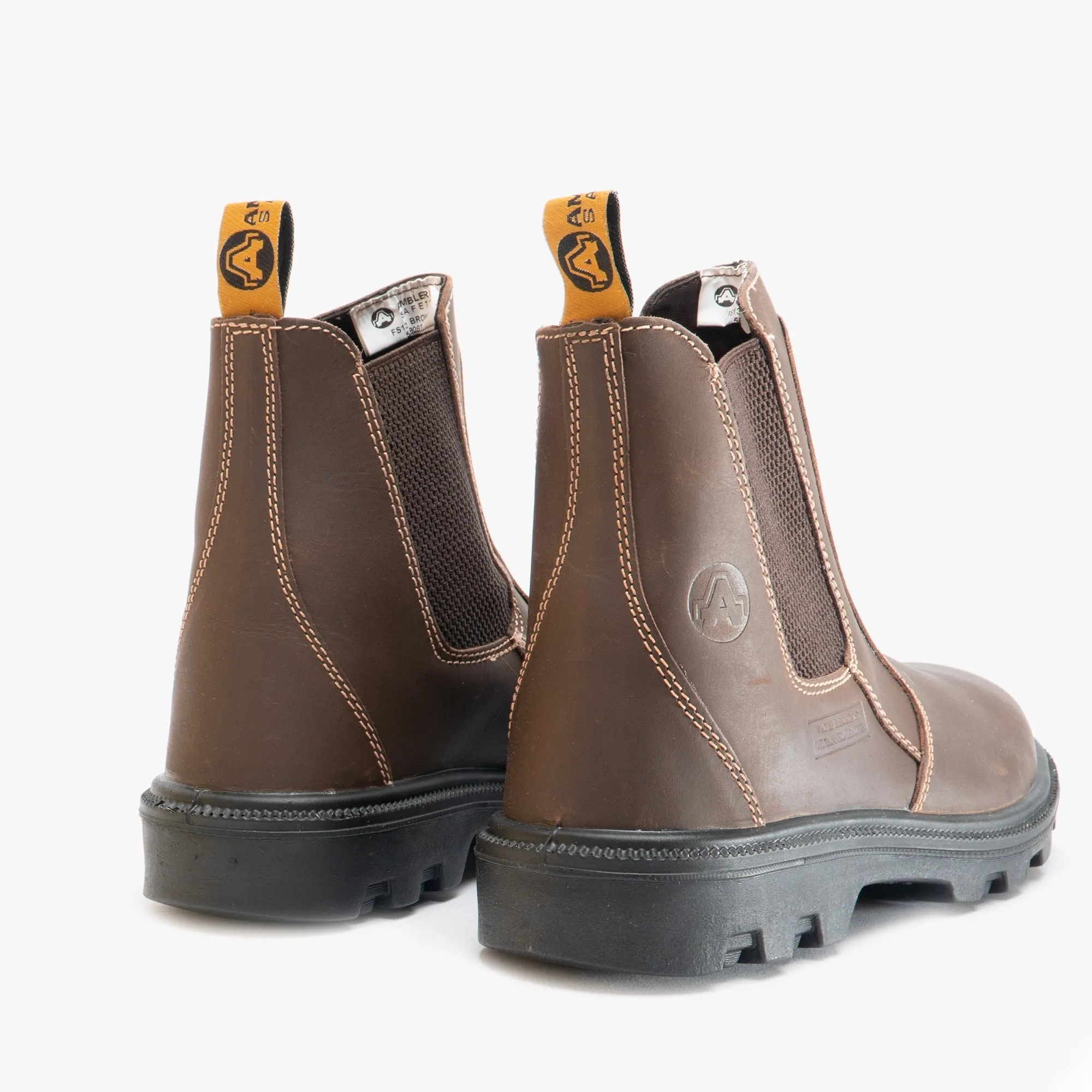 FS131 Mens Leather Safety Dealer Boots Brown