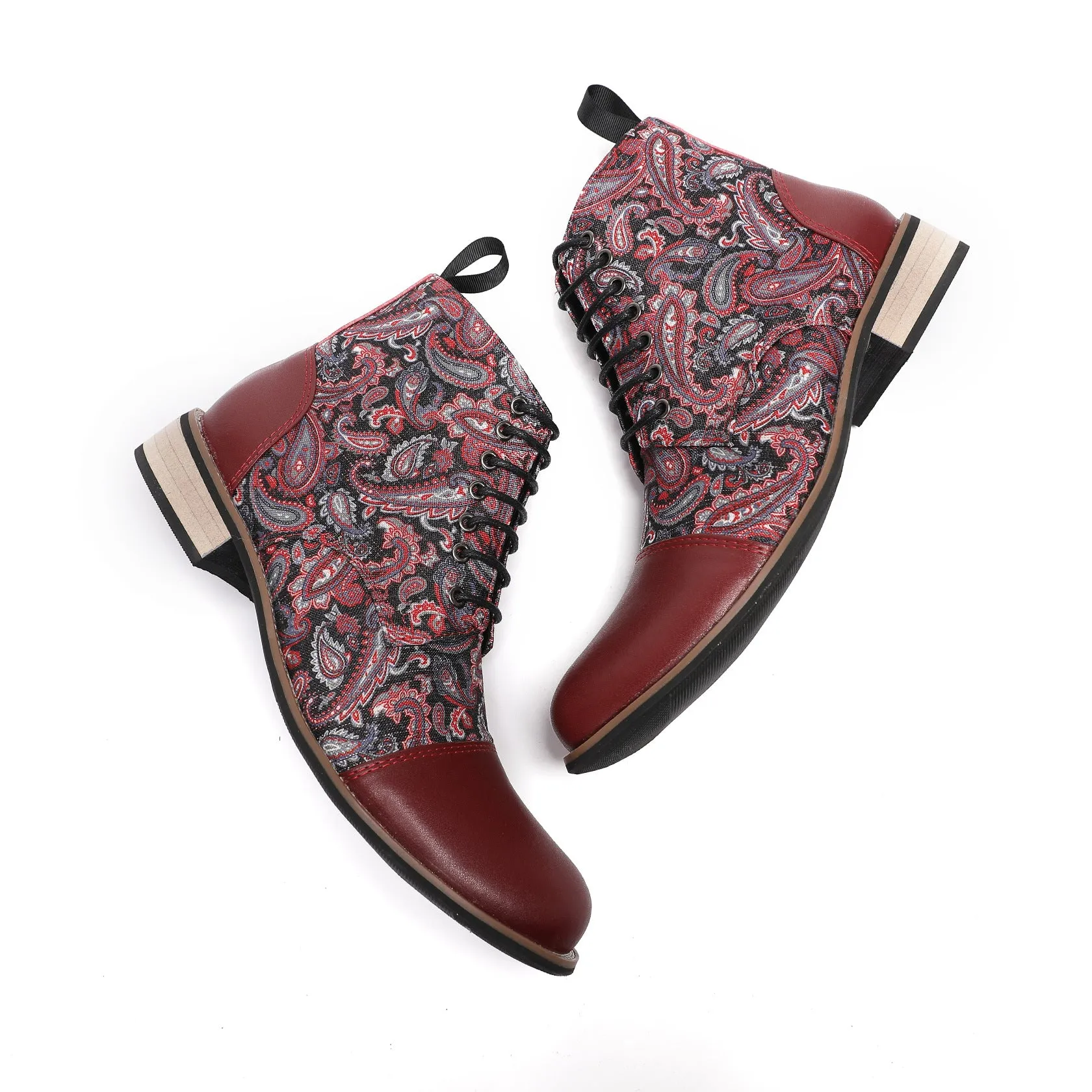 Guochao British leather high-top camouflage Martin boots men's shoes 2024 new platform leather boots trendy locomotive fashion boots
