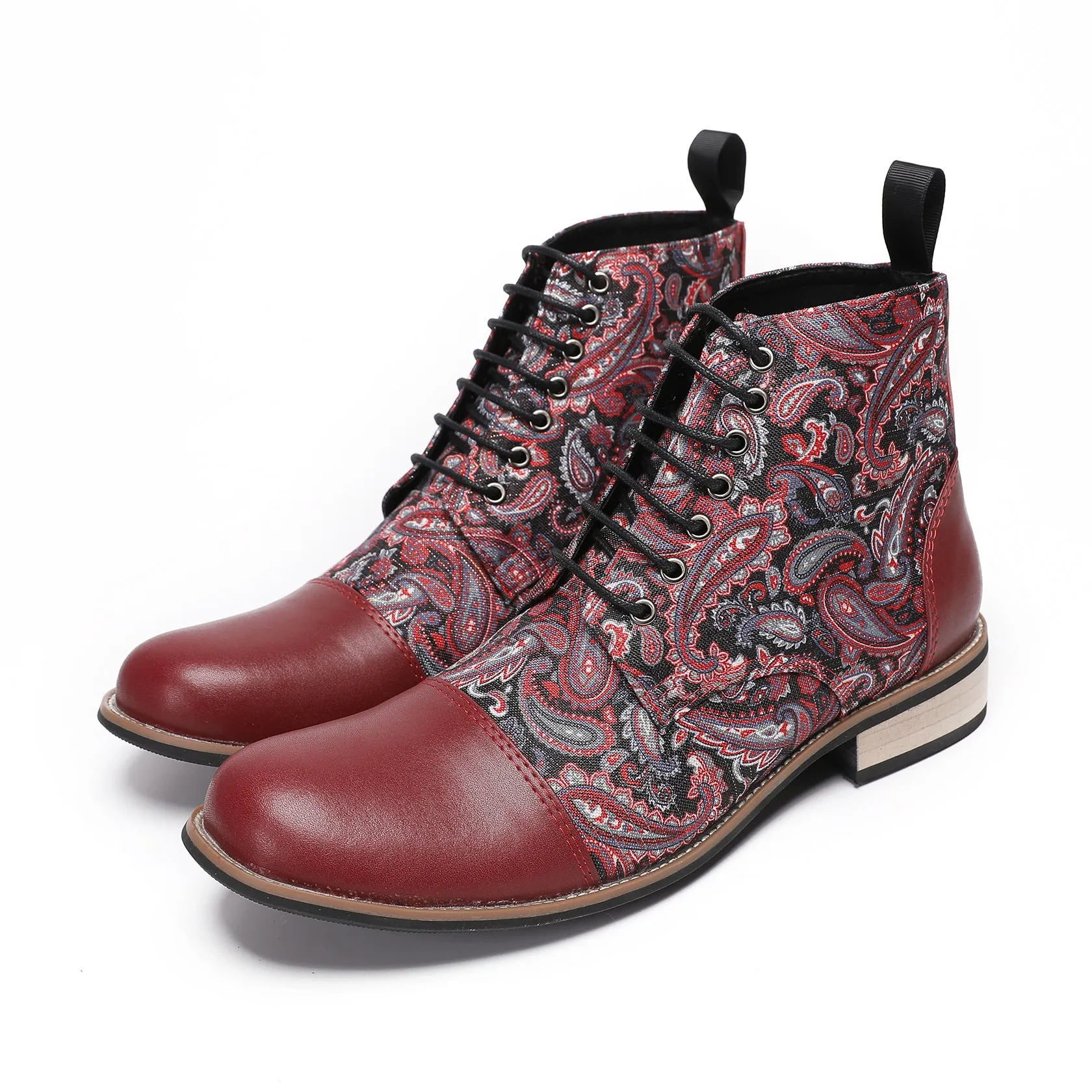 Guochao British leather high-top camouflage Martin boots men's shoes 2024 new platform leather boots trendy locomotive fashion boots