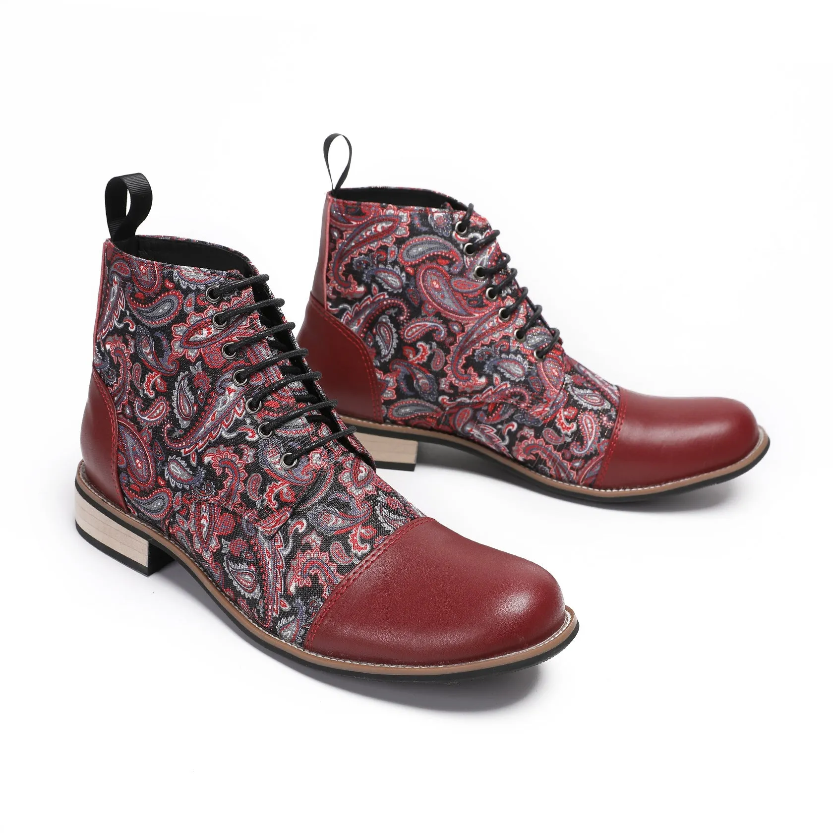 Guochao British leather high-top camouflage Martin boots men's shoes 2024 new platform leather boots trendy locomotive fashion boots