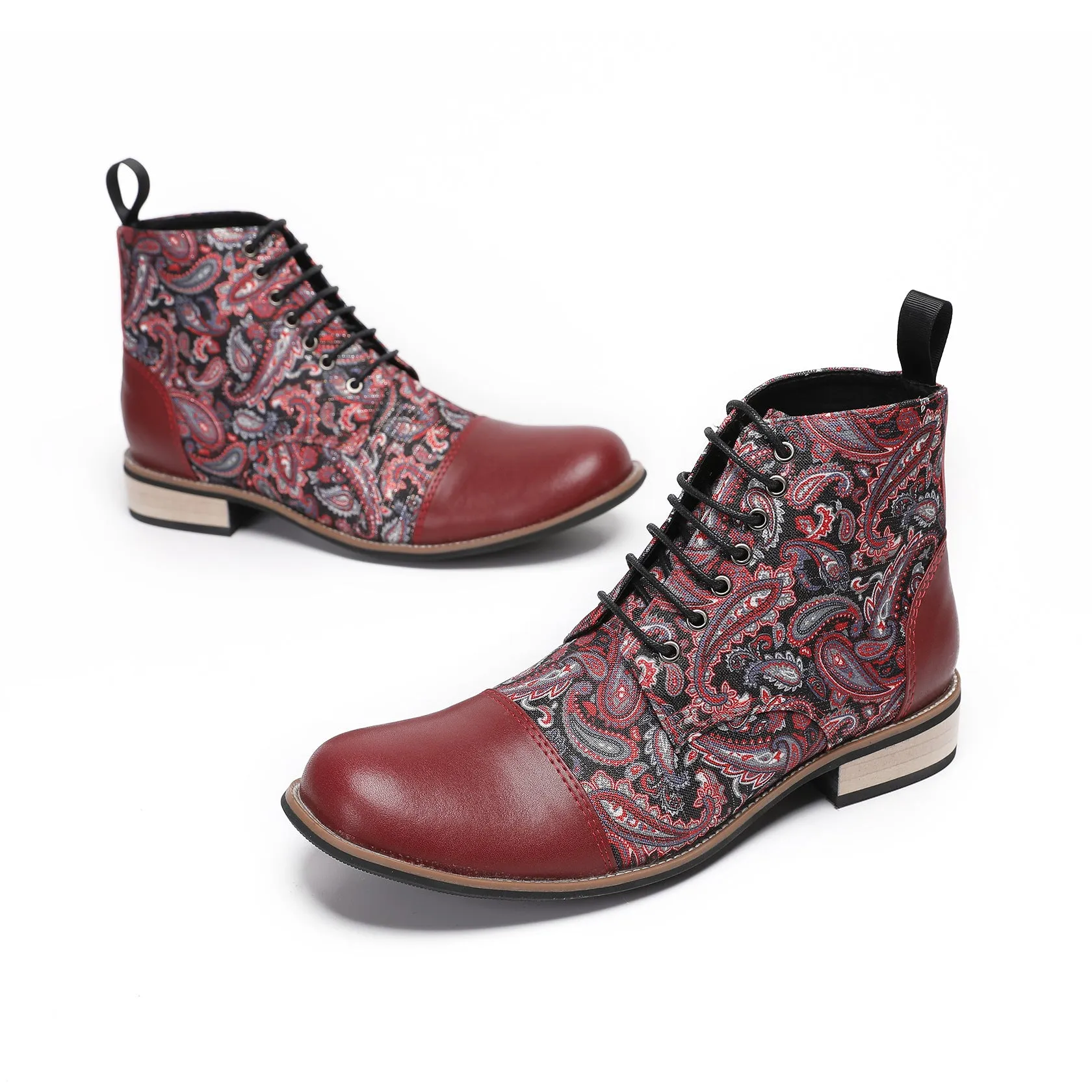 Guochao British leather high-top camouflage Martin boots men's shoes 2024 new platform leather boots trendy locomotive fashion boots