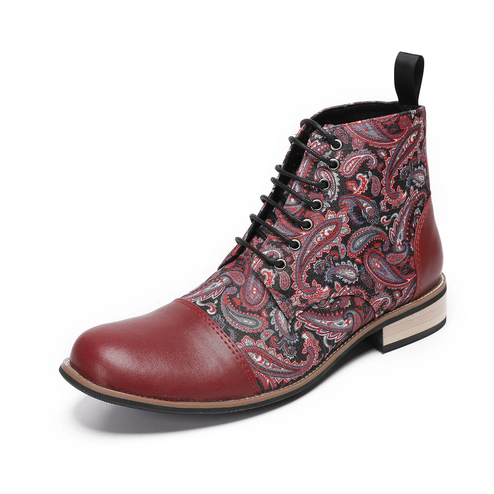 Guochao British leather high-top camouflage Martin boots men's shoes 2024 new platform leather boots trendy locomotive fashion boots