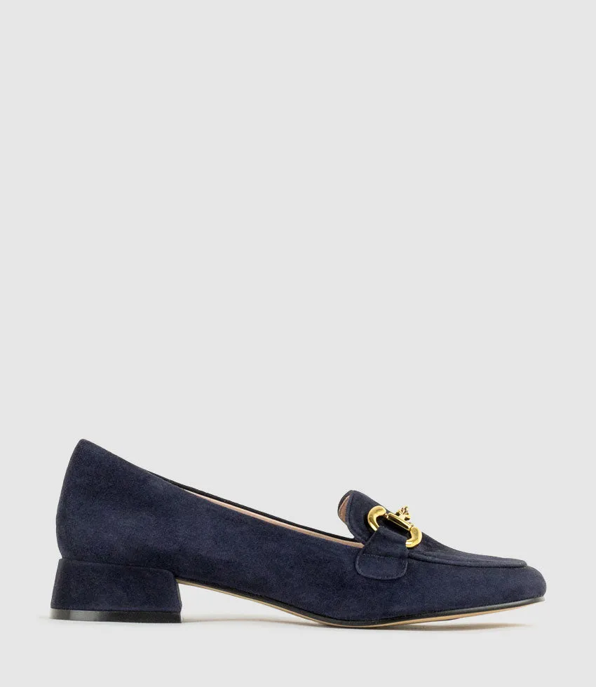 HARLEE30 Moccasin with Trim in Navy Suede