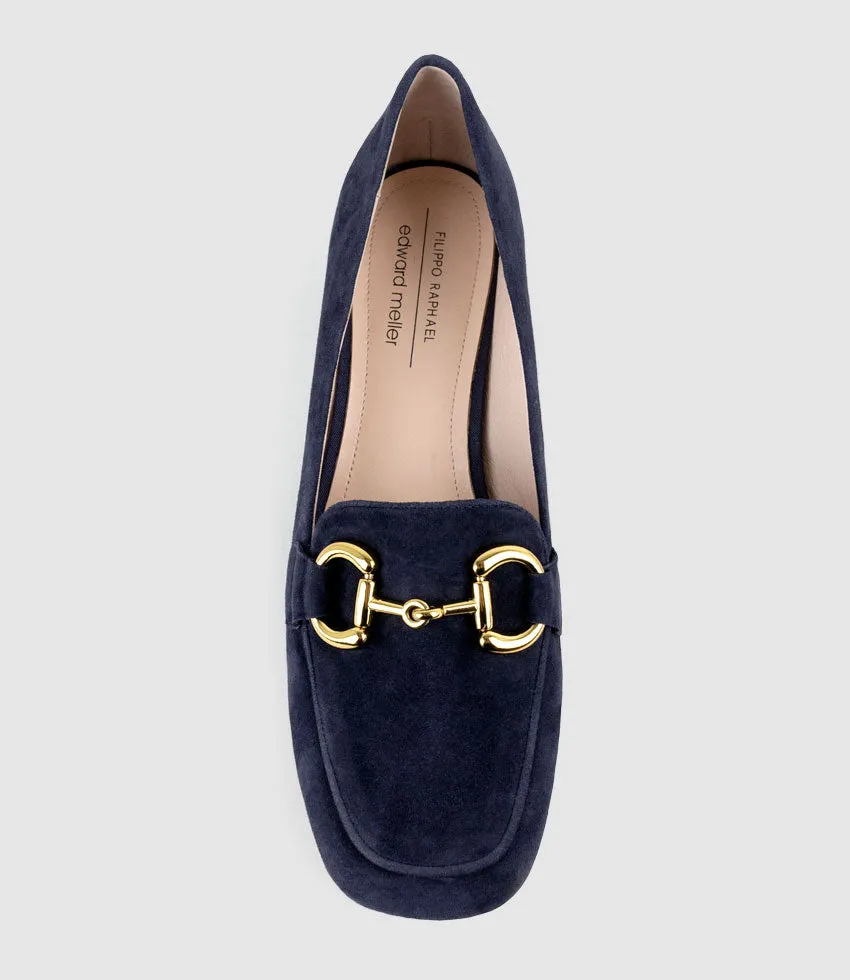 HARLEE30 Moccasin with Trim in Navy Suede