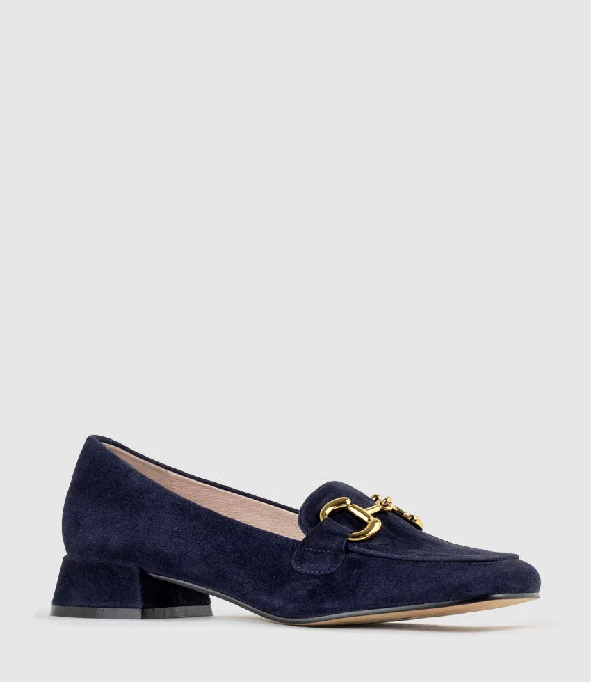HARLEE30 Moccasin with Trim in Navy Suede
