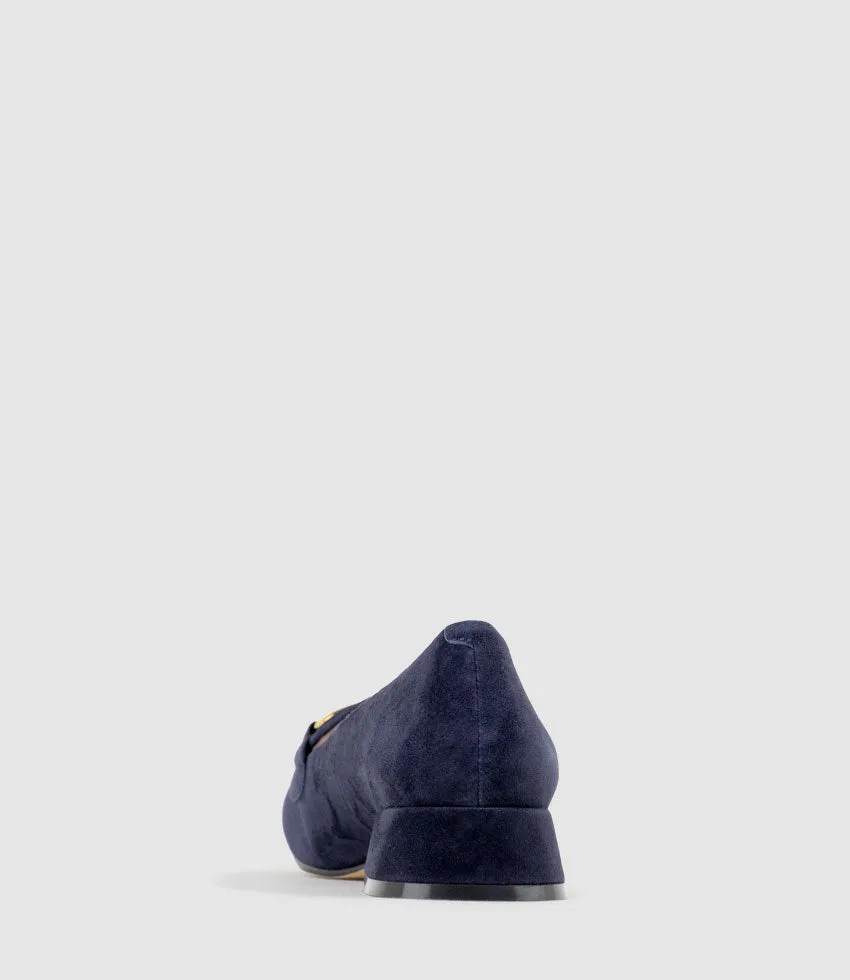 HARLEE30 Moccasin with Trim in Navy Suede