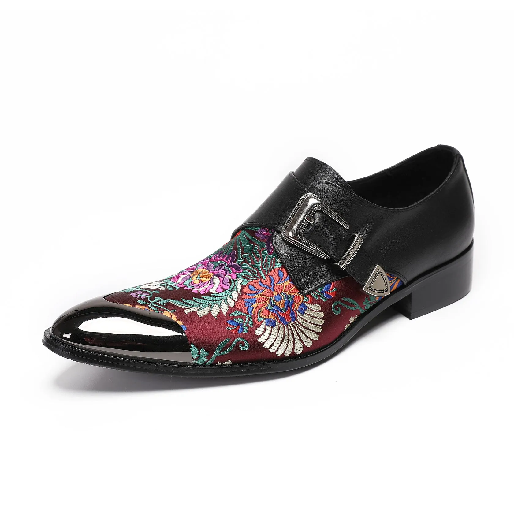 Italian handmade leather shoes men's printed British leather cowhide shoes business dress leather shoes banquet trendy men's shoes low