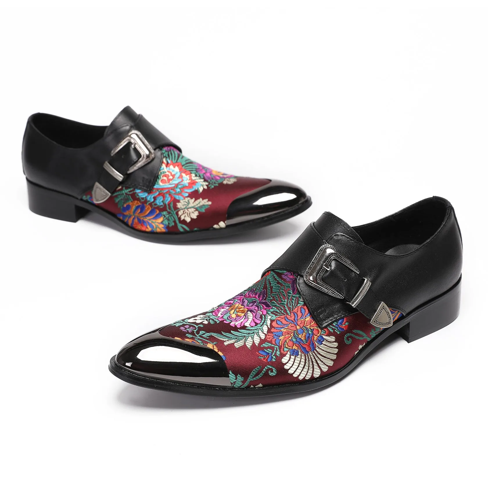 Italian handmade leather shoes men's printed British leather cowhide shoes business dress leather shoes banquet trendy men's shoes low
