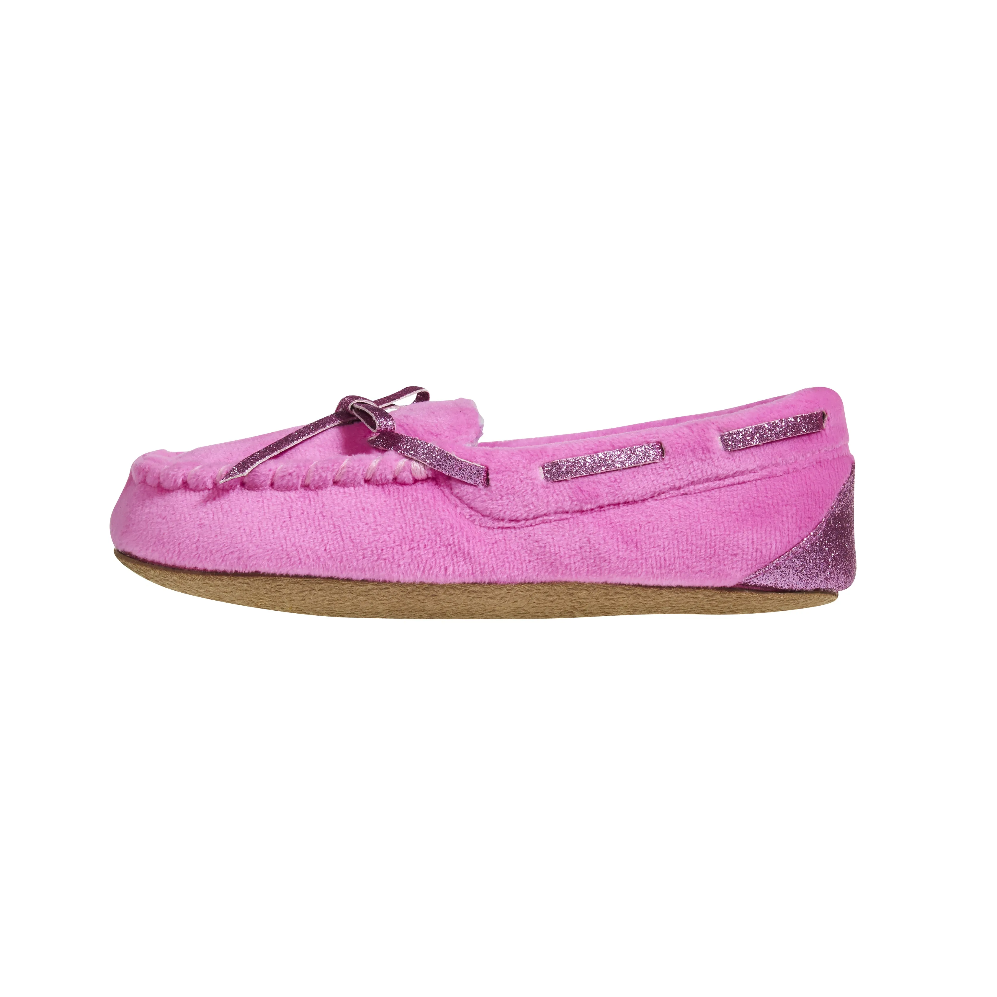Laura Ashley Kids Girls Fleece Glitter and Bow Moccasins