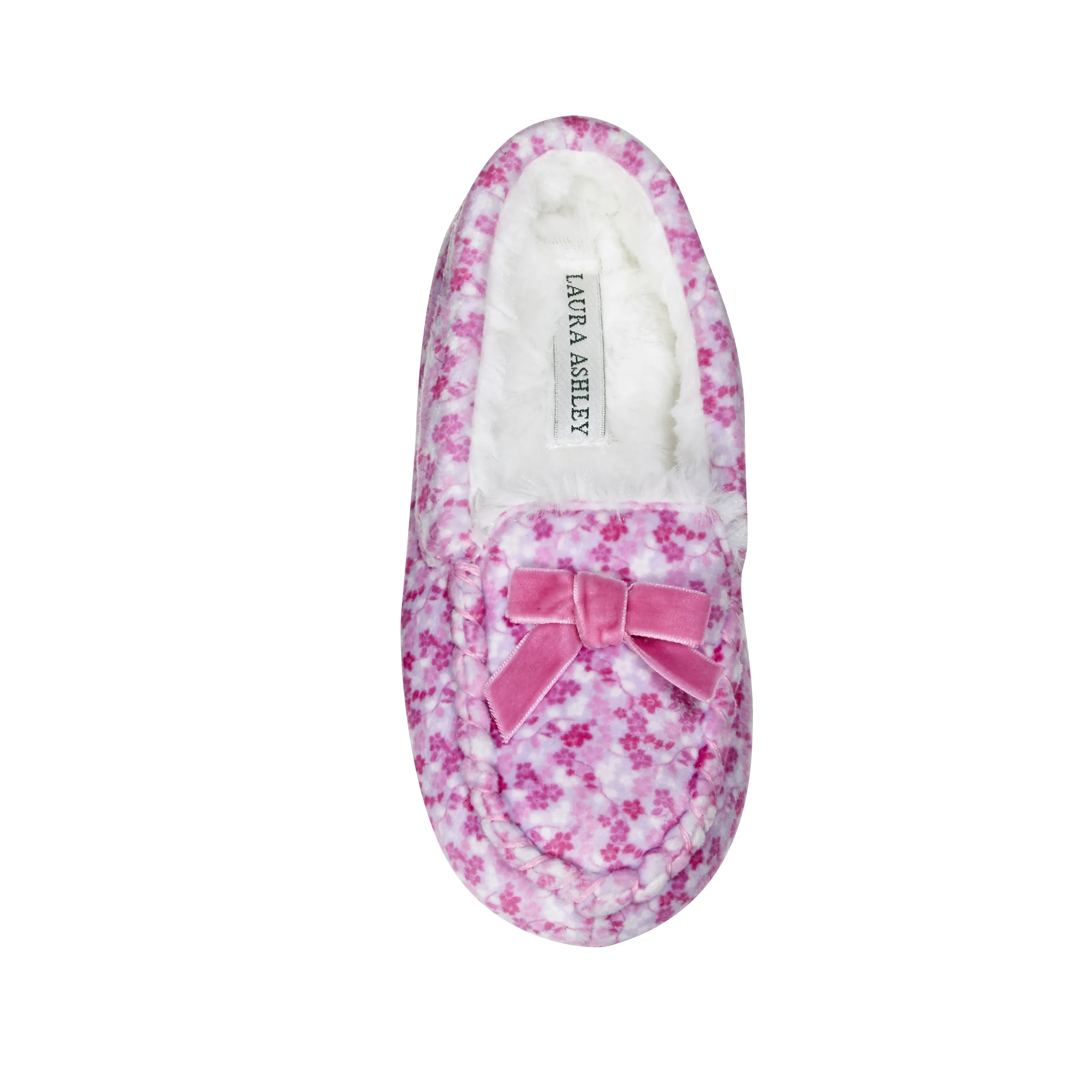 Laura Ashley Kids Girls Fleece Glitter and Bow Moccasins