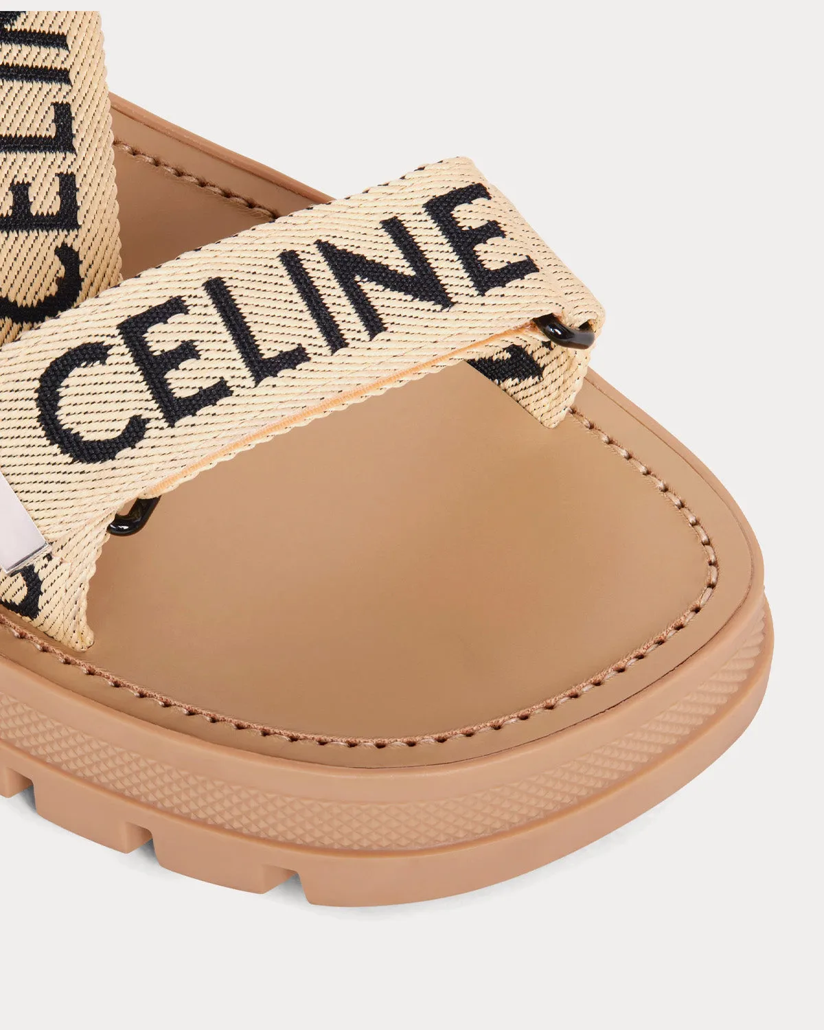 Leo Strappy 'Celine' Jacquard Sand / Black Sandals