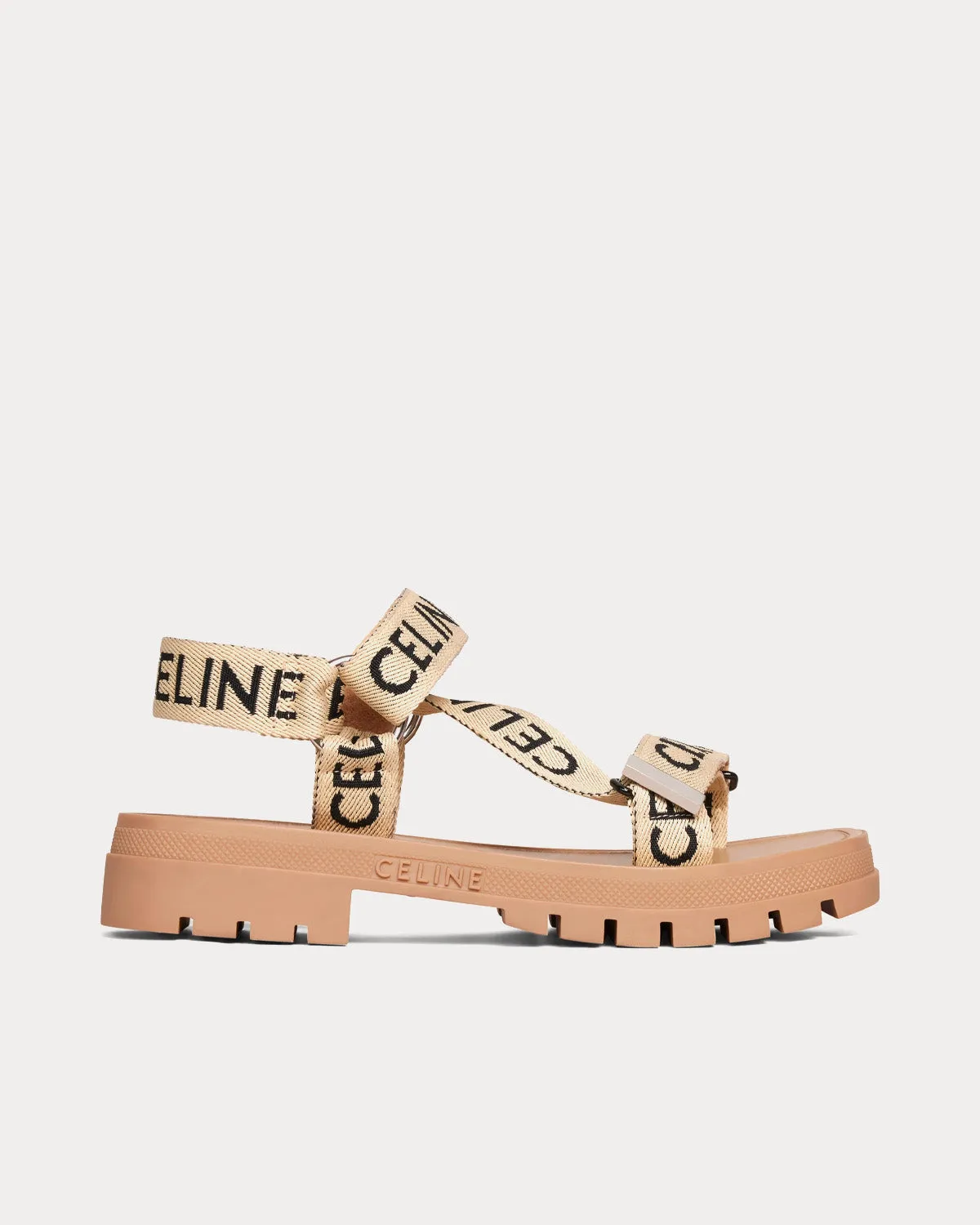 Leo Strappy 'Celine' Jacquard Sand / Black Sandals