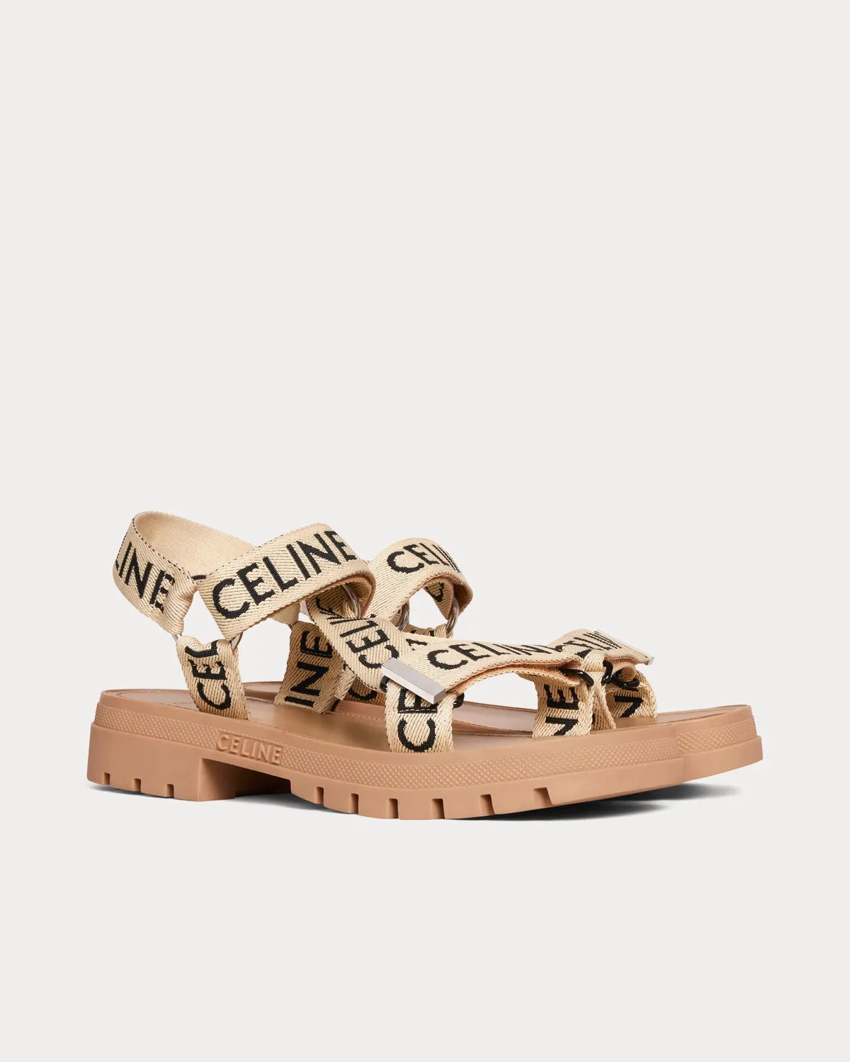 Leo Strappy 'Celine' Jacquard Sand / Black Sandals
