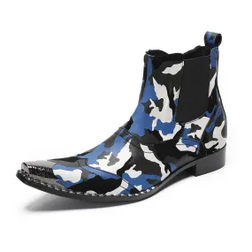 Men's mid-top fashion trend high-top camouflage leather boots tooling boots short boots Martin men's boots iron head men's shoes foreign trade