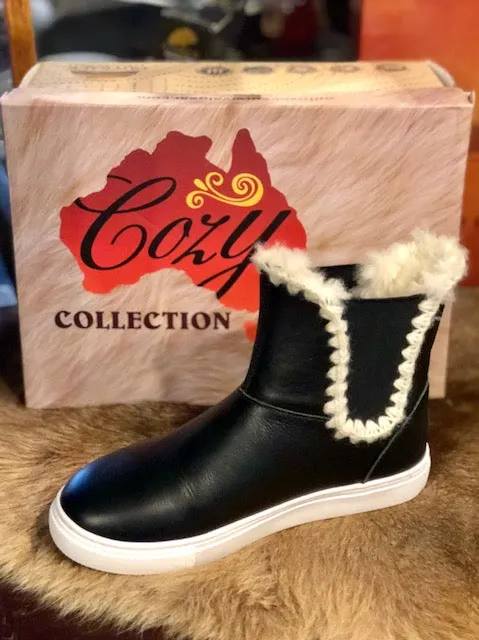 Outback Survival Gear - Women's Juliet Slip-On Leather Sheepskin-Lined Boots