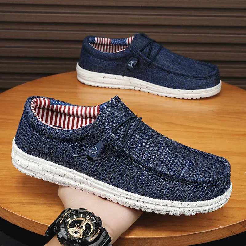 Patriotic slip on boat shoes loafers