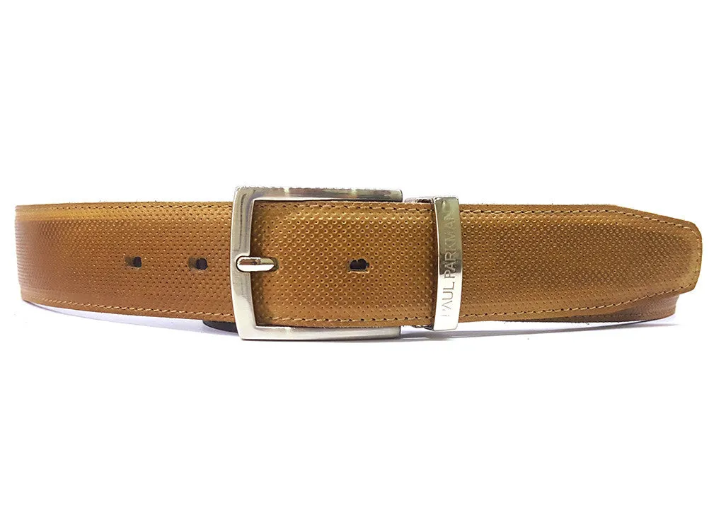 Paul Parkman Men's Perforated Leather Belt Beige