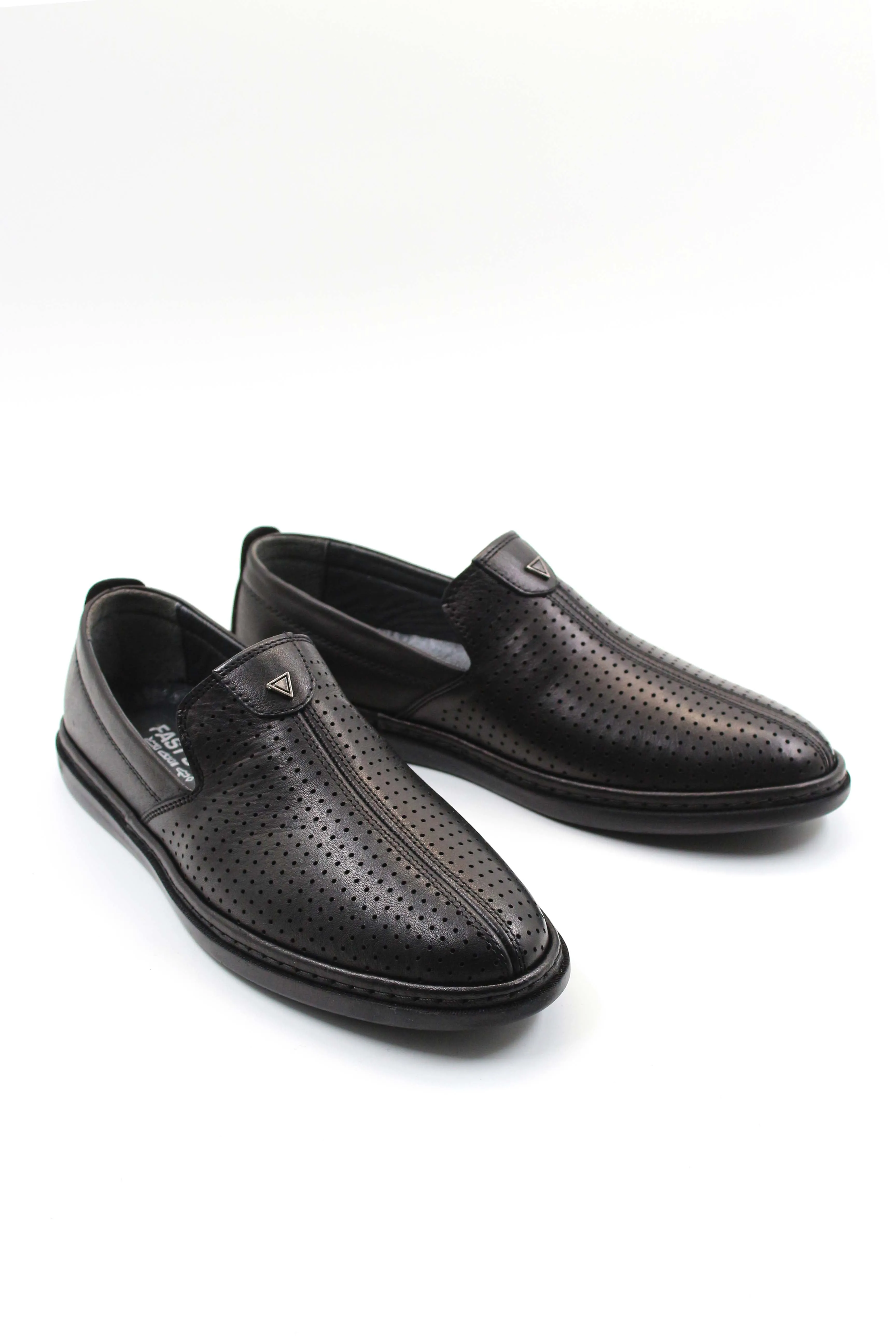 Perforated Black Slip-Ons-Wessi