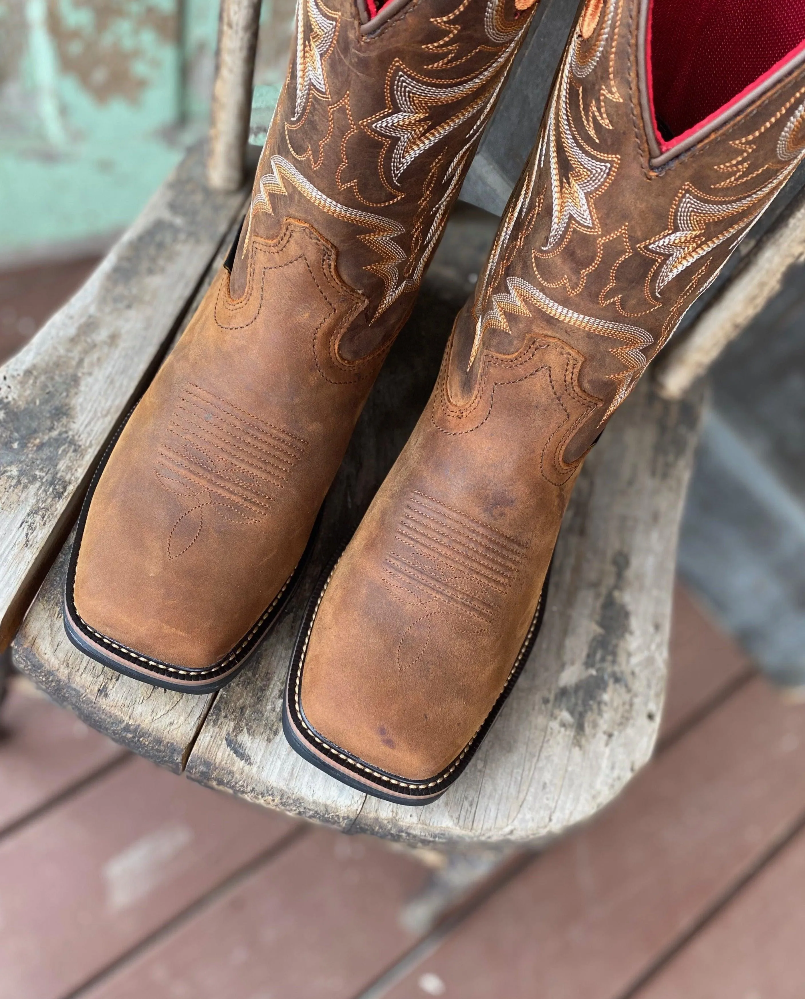 R.Watson Men's Hazel Bay Waterproof Square Toe Western Cowboy Work Boots RW1010WP