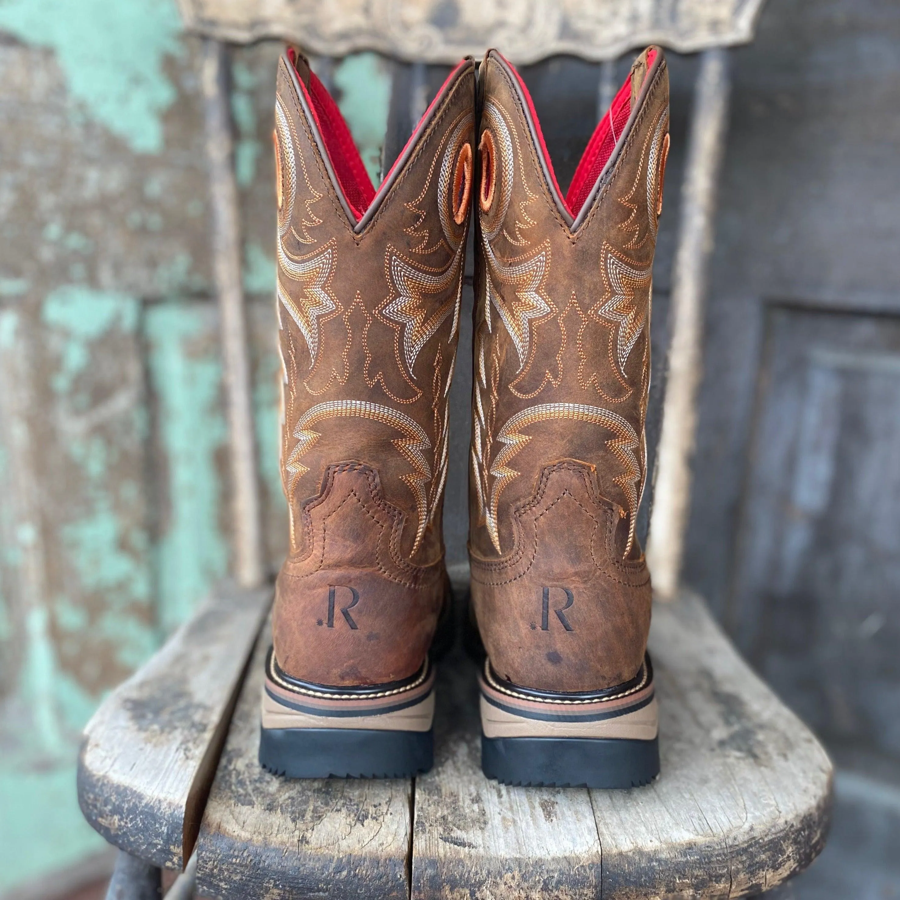 R.Watson Men's Hazel Bay Waterproof Square Toe Western Cowboy Work Boots RW1010WP