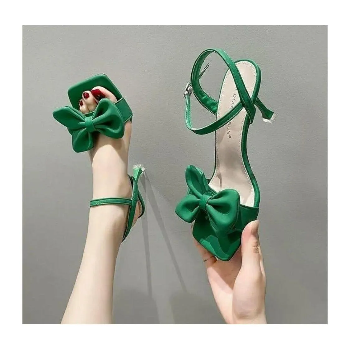 Satin Bow ties Short Heel Shoes