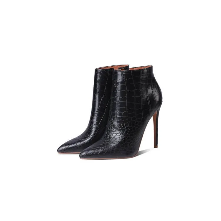 Sexy Leather Point Toe Zipper Ankle Boots