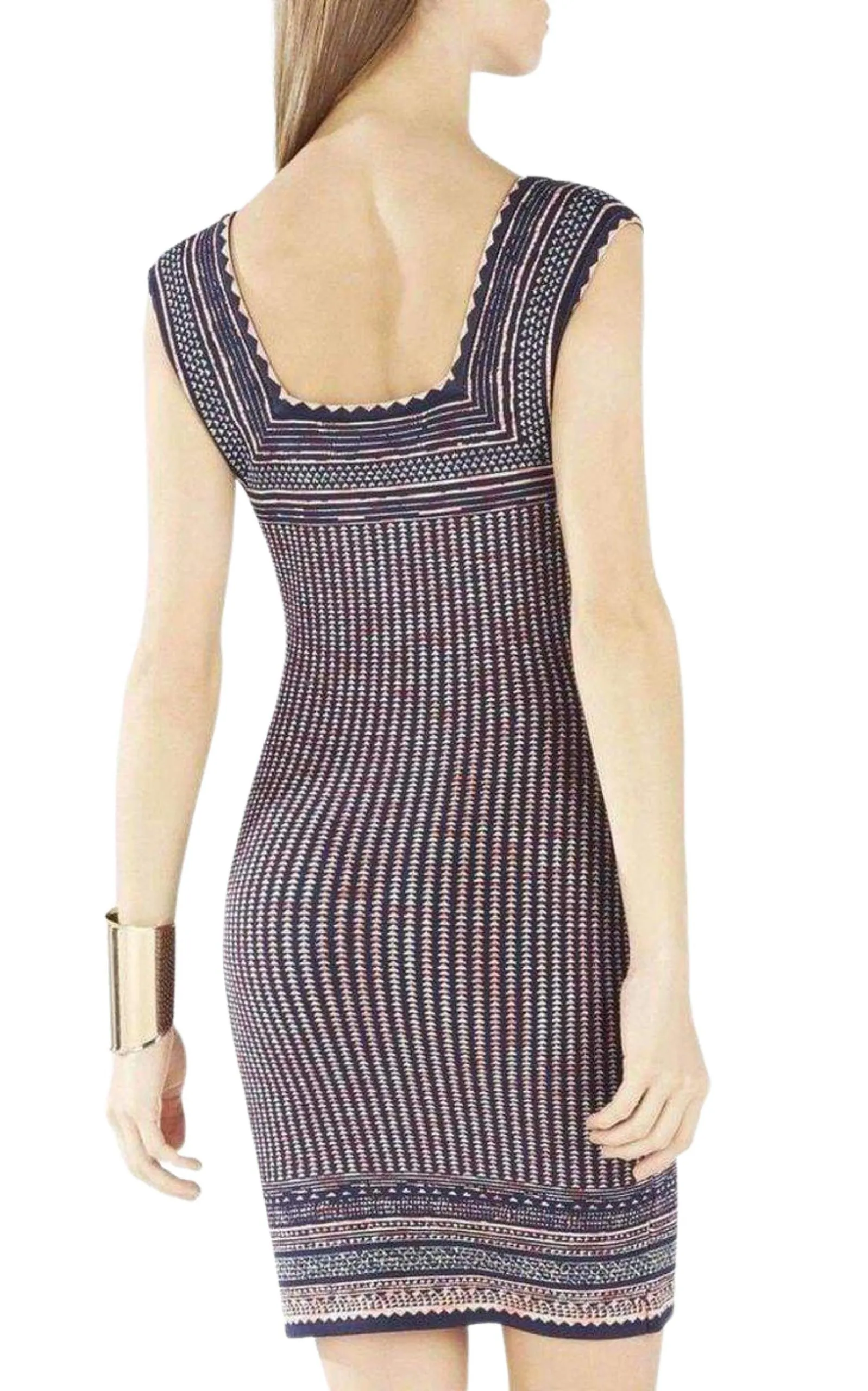 Sheina Jacquard Square Neck Dress