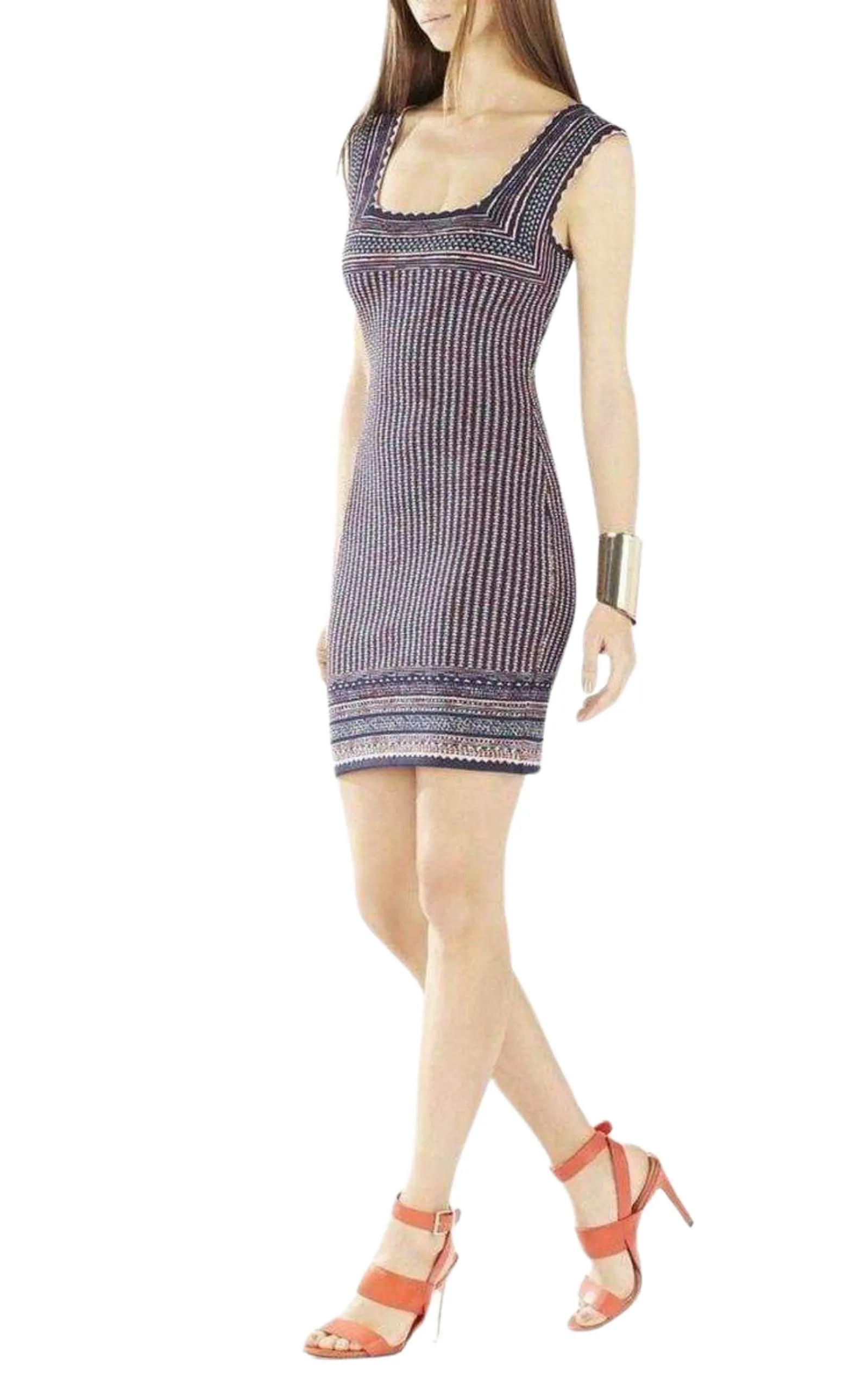 Sheina Jacquard Square Neck Dress