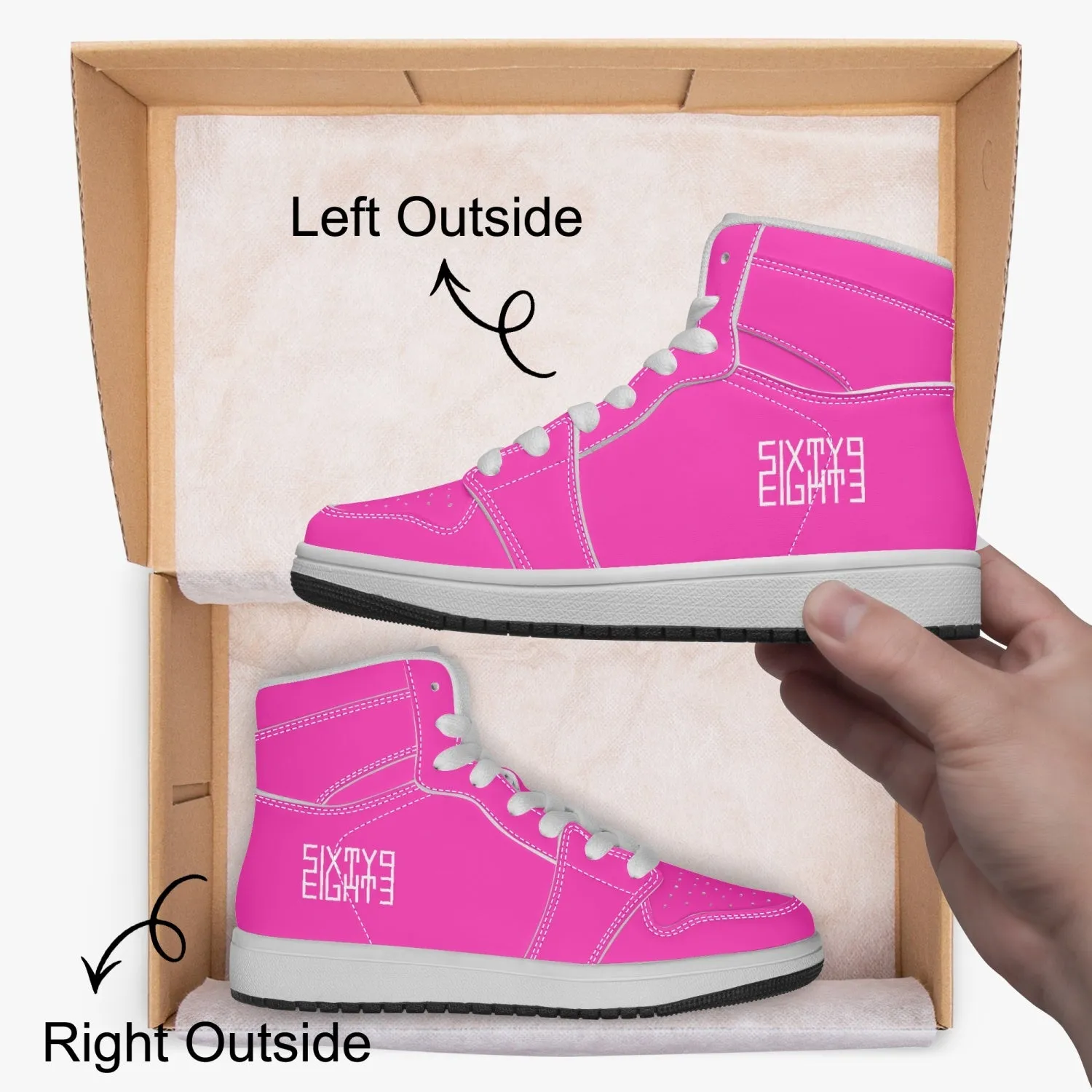 Sixty Eight 93 Logo White Fuchsia Kids High-Top Shoes