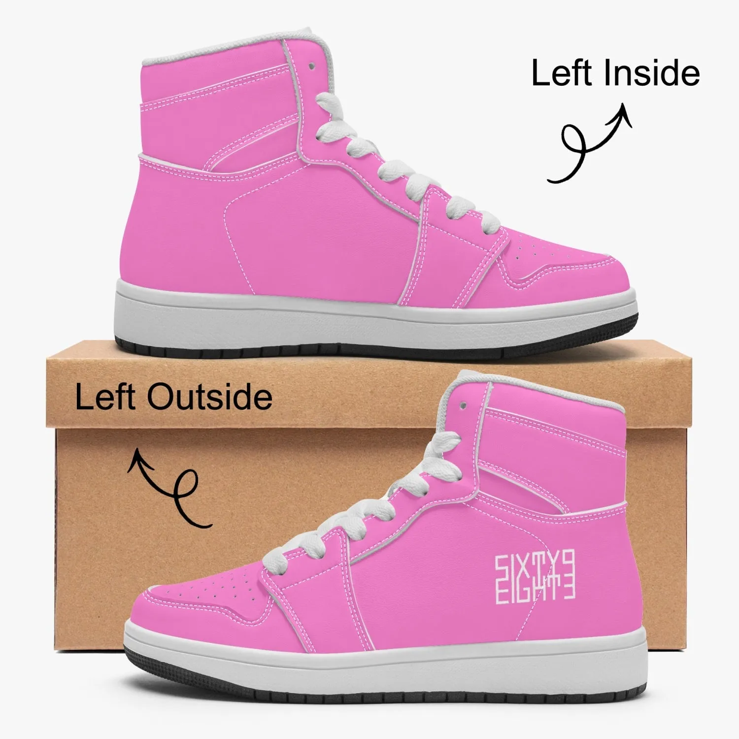 Sixty Eight 93 Logo White Pink Kids High-Top Shoes