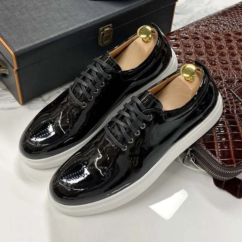 Slick Patent Leather Street Loafer with Custom Perforated Toe