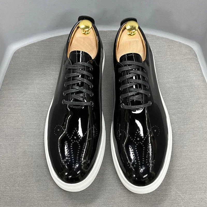 Slick Patent Leather Street Loafer with Custom Perforated Toe