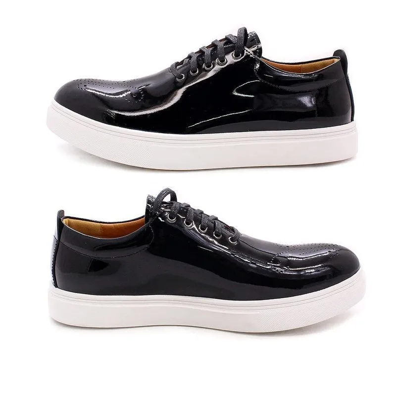 Slick Patent Leather Street Loafer with Custom Perforated Toe