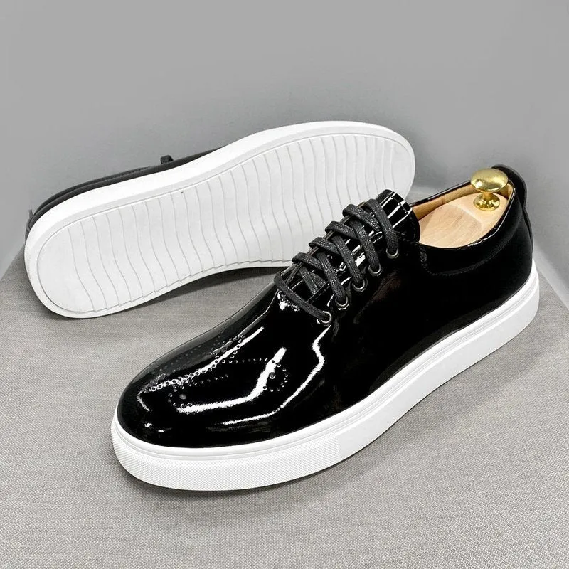 Slick Patent Leather Street Loafer with Custom Perforated Toe